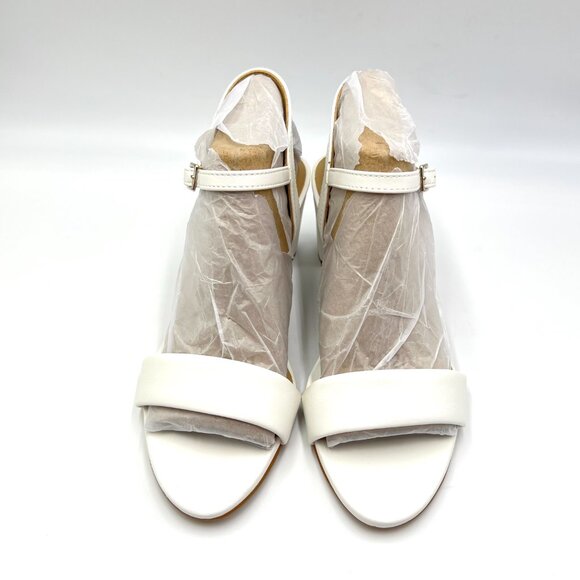 Naturalizer Womens Size 8 Bristol White Leather Block Heel Dress Sandals Shoes - Picture 3 of 14